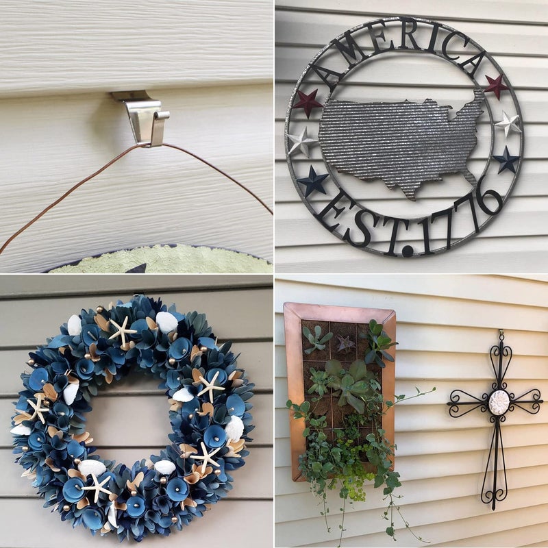 Aminigram 24-Pack Vinyl Siding Hooks Hanger, Heavy Duty Stainless Steel Vinyl Siding Clips, No-Hole Needed Front Porch Decor, Siding Hooks for Hanging Outdoorï¼ŒChristmas Wreath Hangers for Front Door - Image 2